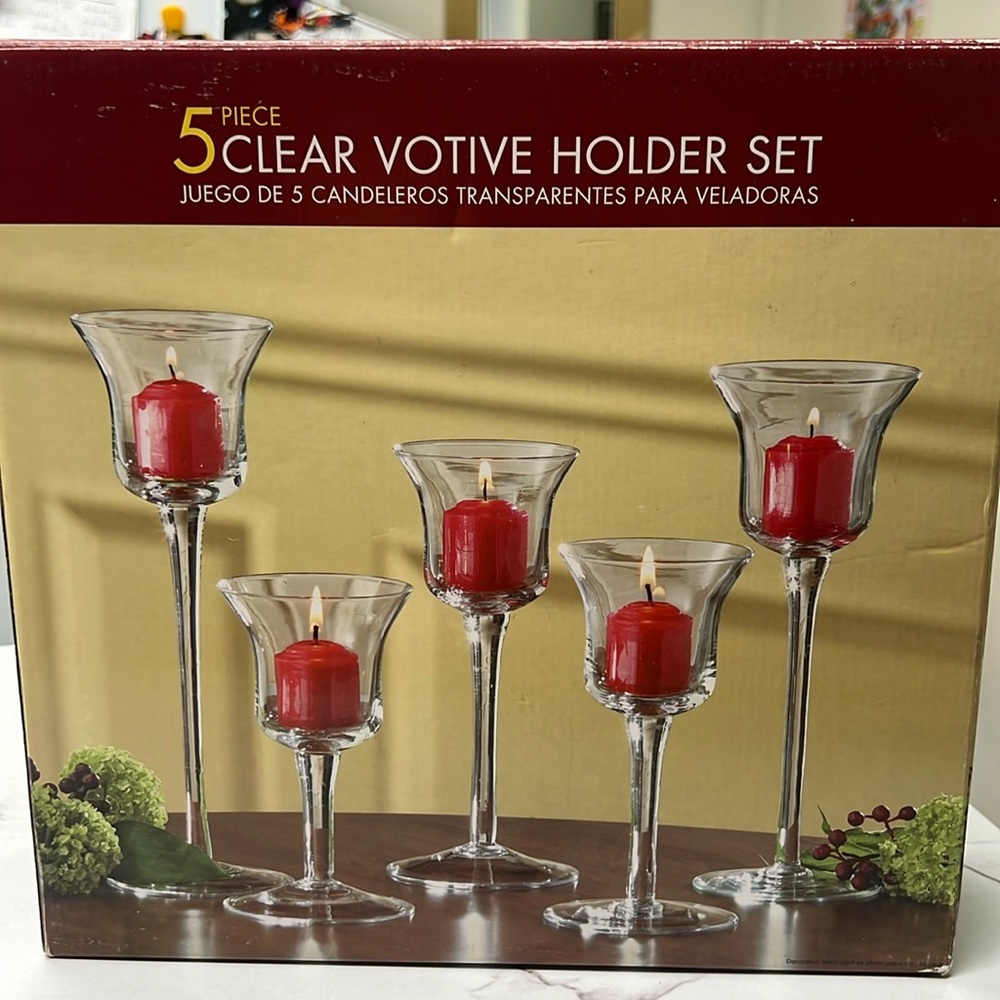 5 Piece Clear Votive Holder Set